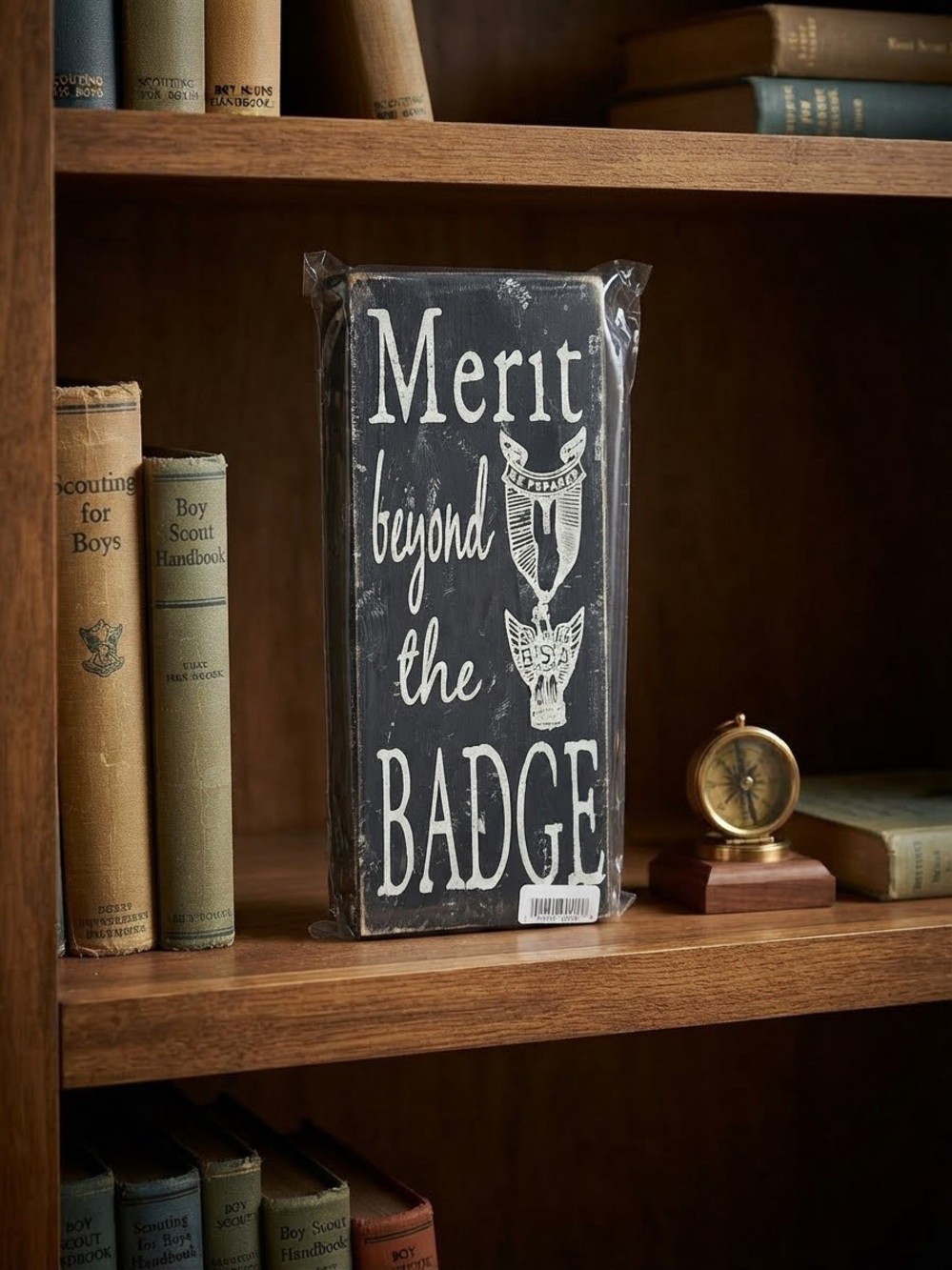 Merit Beyond the Badge Decorative Sign - Black - Rustic Wall Accent